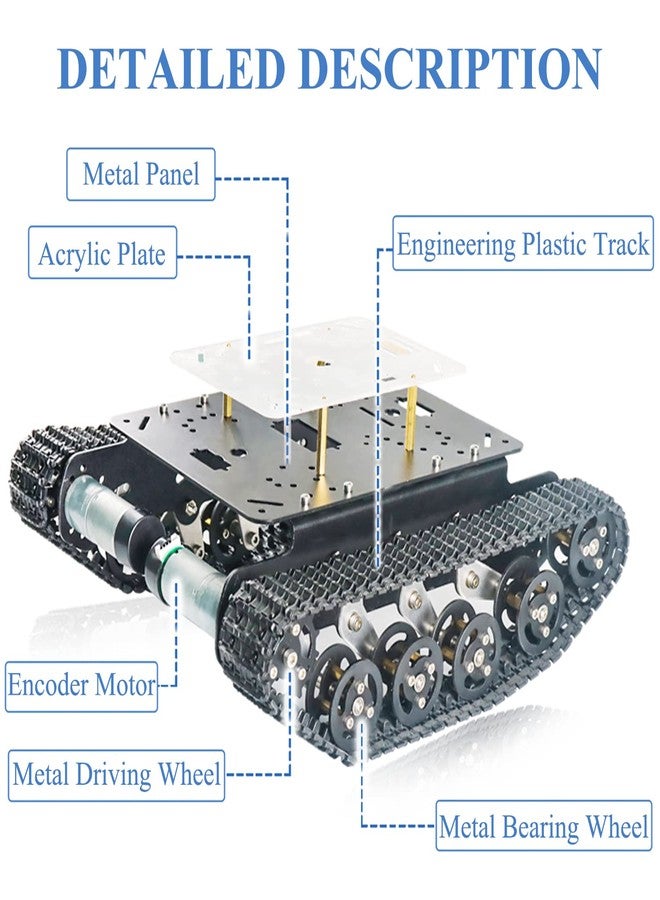 SmaringWing Professional Shock Absorption Smart Robot Tank Car Chassis Kit for Arduino/Raspberry Pie/Micobit, Remote Control Crawler Tracked Suspension Absorbing Vehicle with 2pcs Encoder DC Motors - Image 3